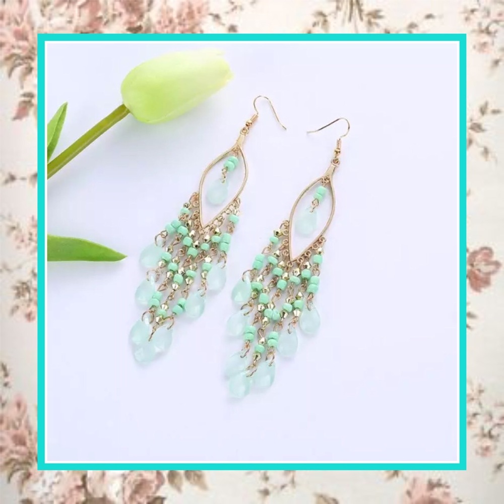 🌸DANGLE DROP CHANDELIER EARRINGS BOHO CHIC GOLD